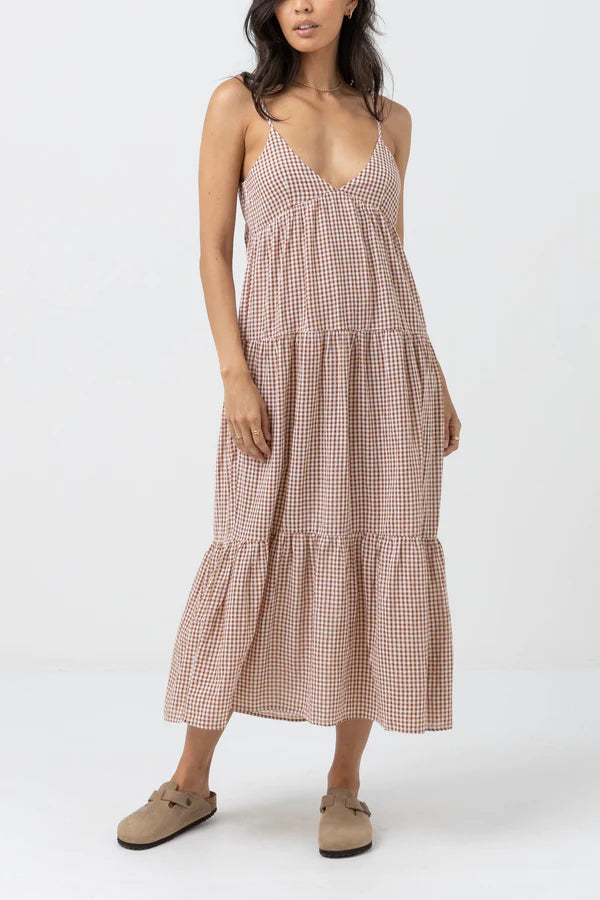 Lola Check Tiered Midi Dress