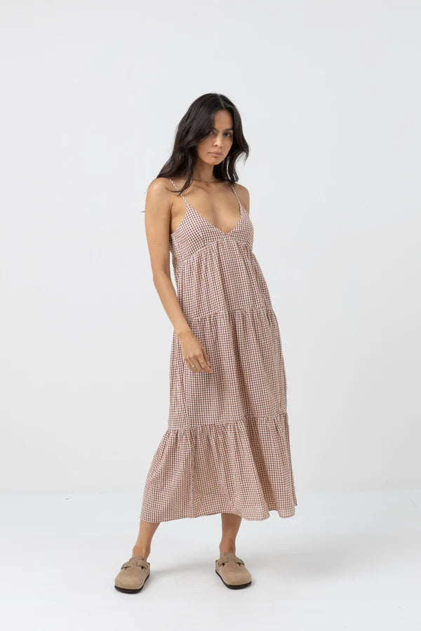Lola Check Tiered Midi Dress