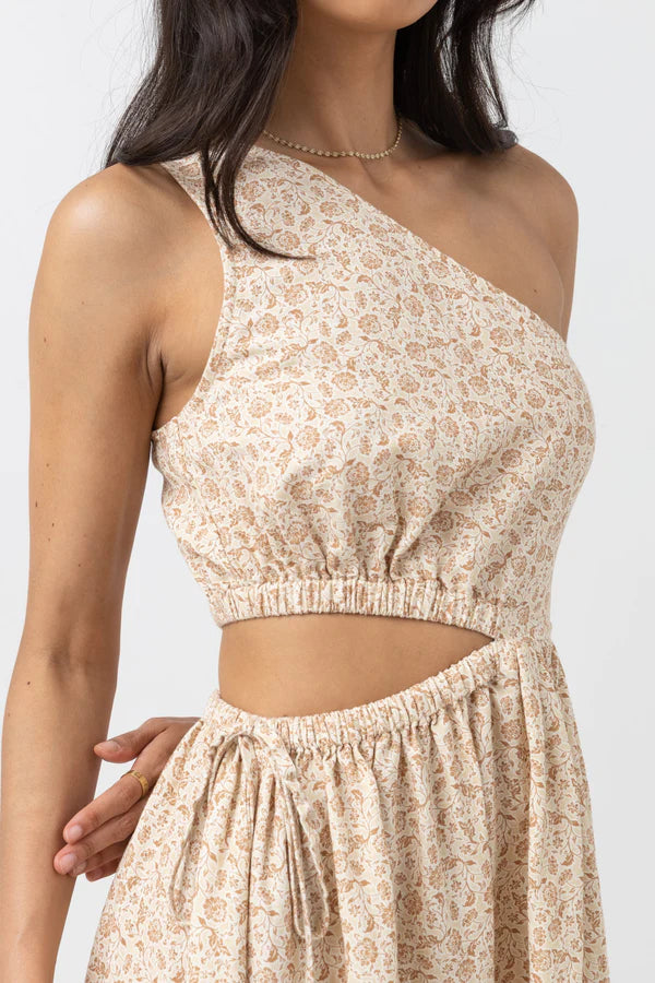Nazare Paisley One Shoulder Maxi Dress Clay