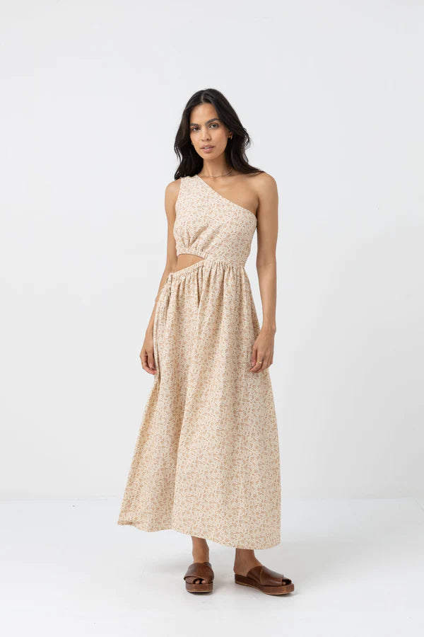 Nazare Paisley One Shoulder Maxi Dress Clay