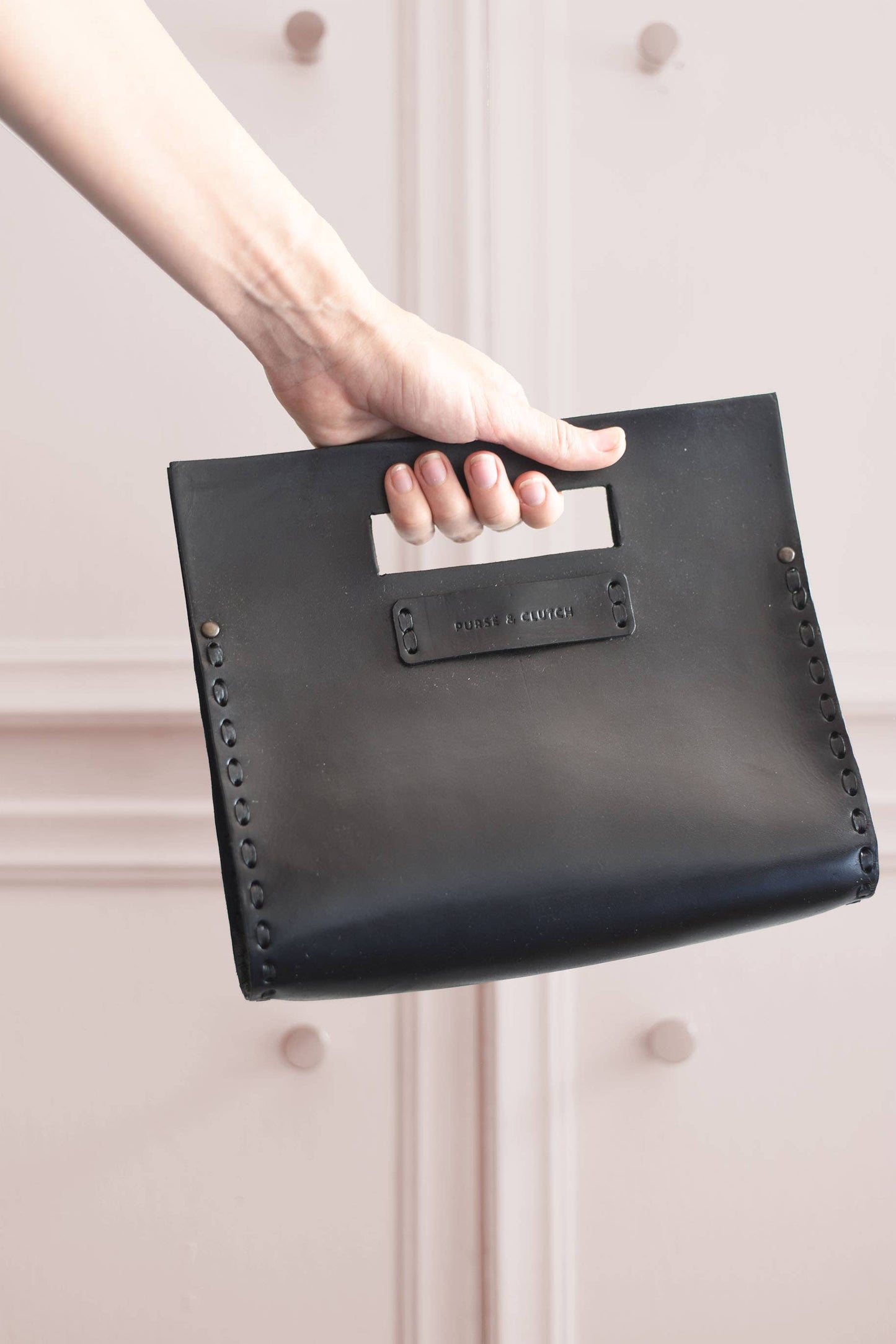 Leather Clutch Purse Black