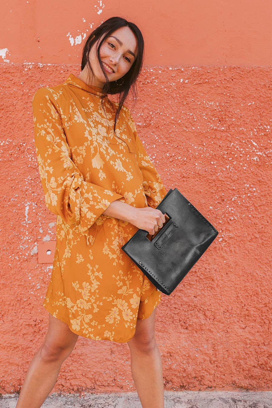 Leather Clutch Purse Black