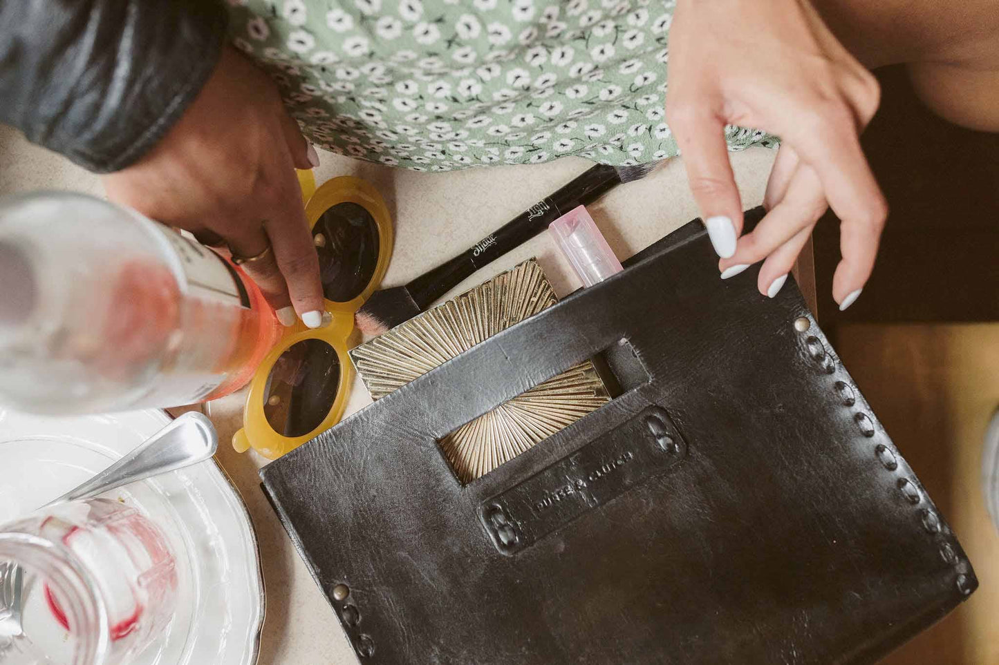 Leather Clutch Purse Black