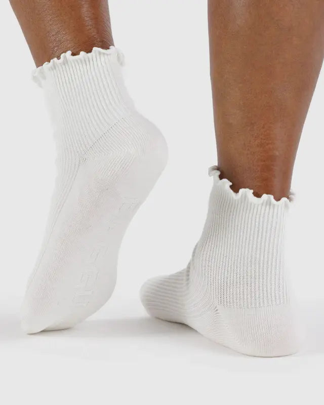 Lettuce Edge Sock Set of Two - White