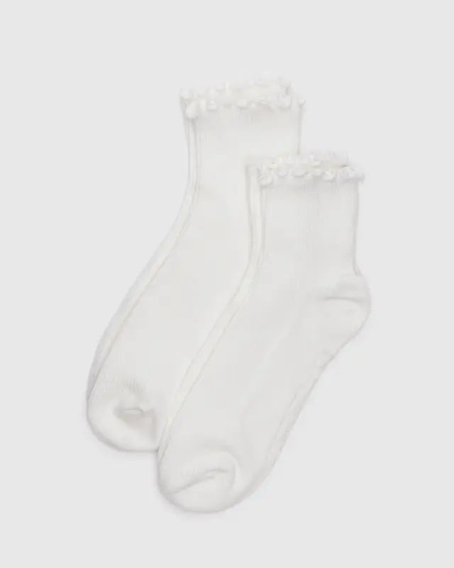 Lettuce Edge Sock Set of Two - White