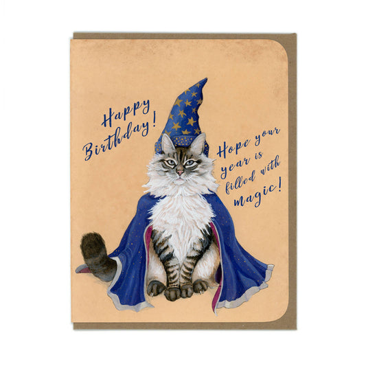 BIRTHDAY Wizard Cat - Greeting Card