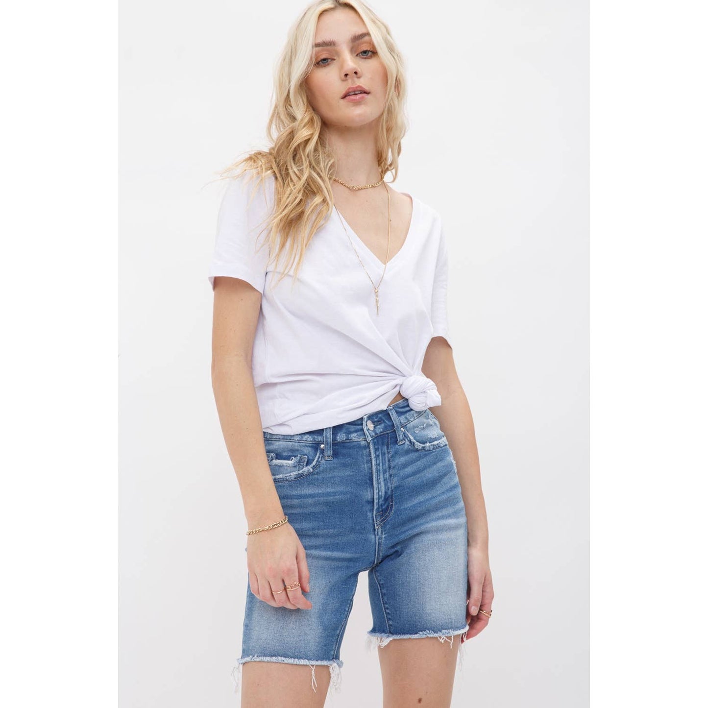 RUINART HIGH RISE STRETCH MIDI SHORTS