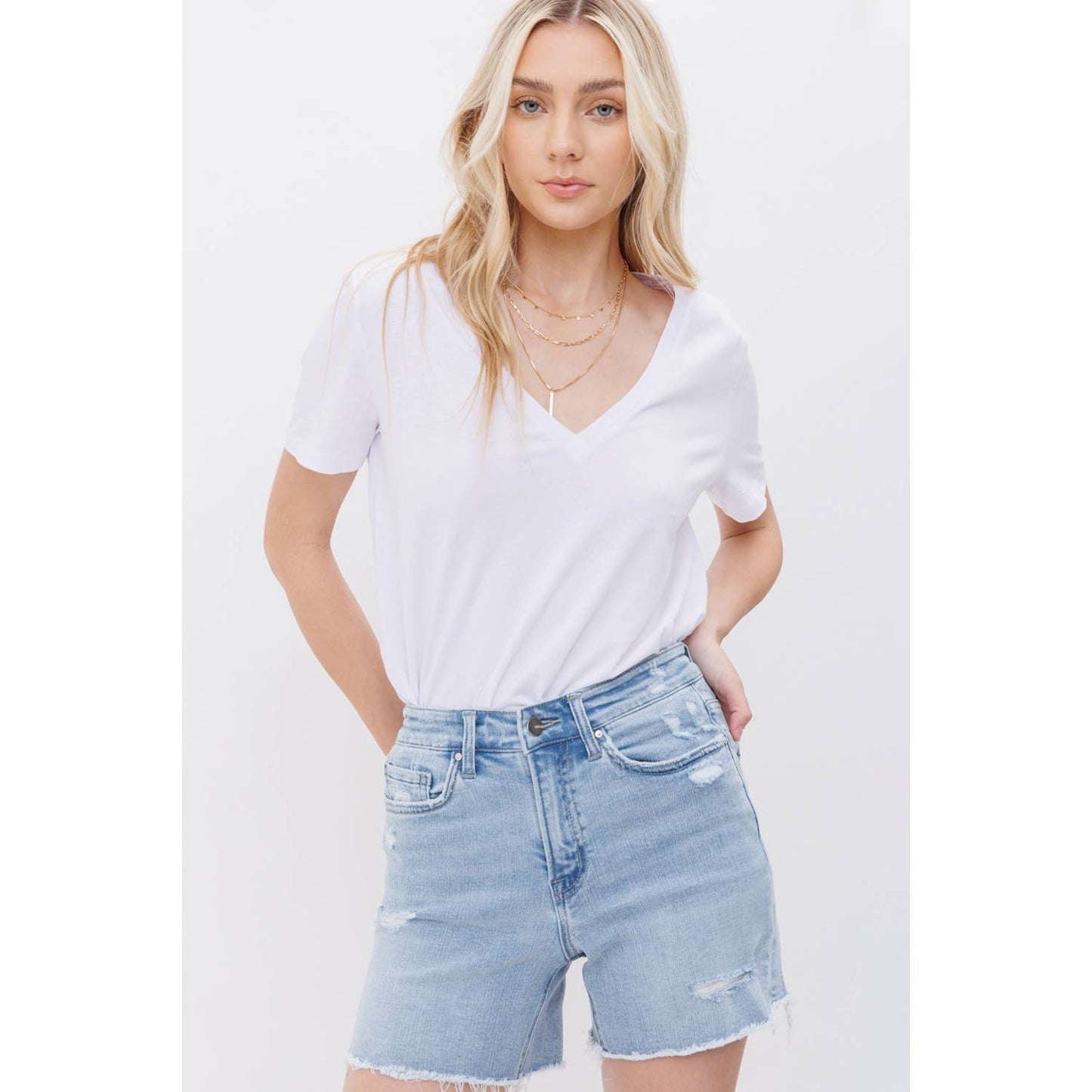 ANTHEMIS HIGH RISE MIDI SHORTS STRETCH