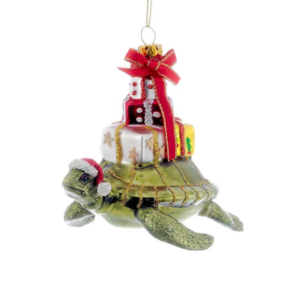 4"GLASS TURTLE W/GIFT ORNAMENT