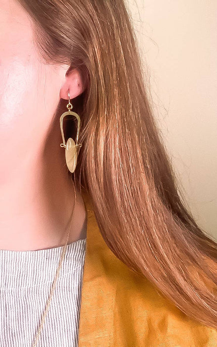 Amulet Earrings in Yellow Jade