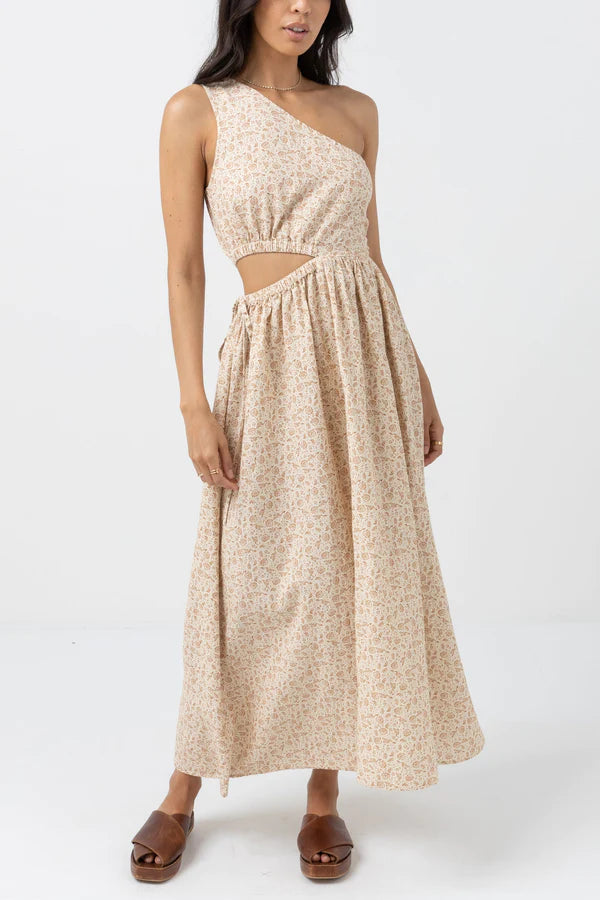 Nazare Paisley One Shoulder Maxi Dress Clay