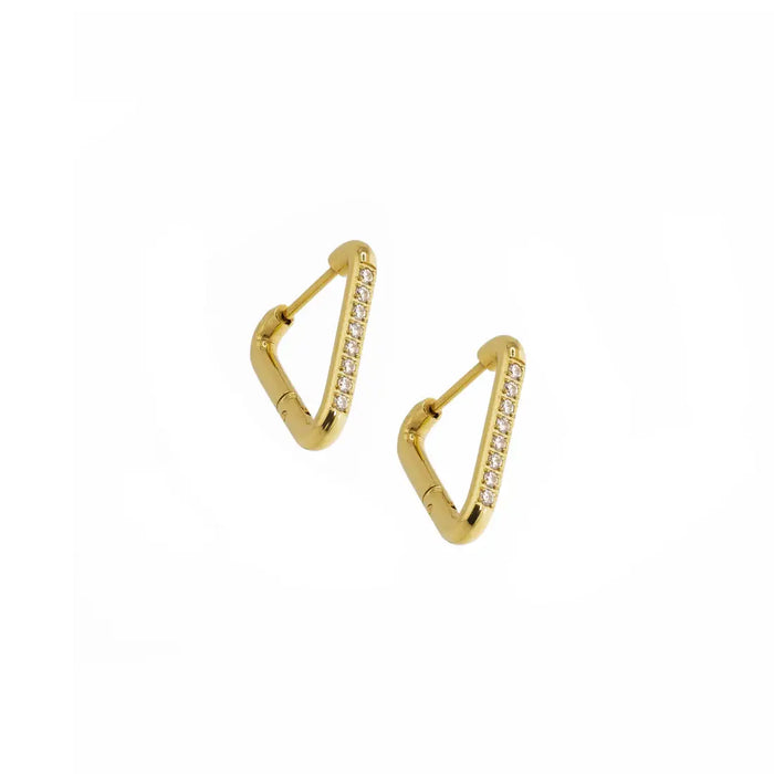Waterproof Gold Triangle Diamond Hoops