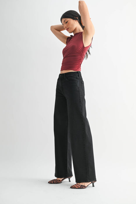 Stretchy Wide Leg Black