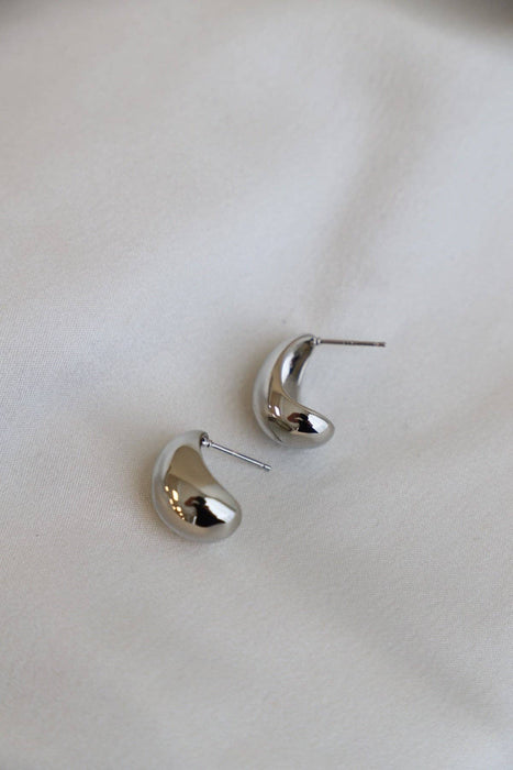 Silver Chunky Teardrop Studs