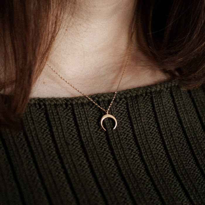 Crescent Moon Mini Necklace / Demi-Fine Gold