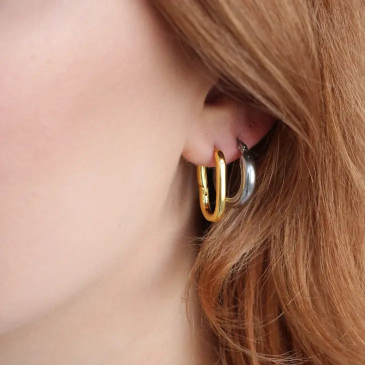 U Hoop Earrings (Silver and Gold)