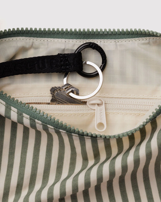 Small Nylon Crescent Bag-Sage Stripe