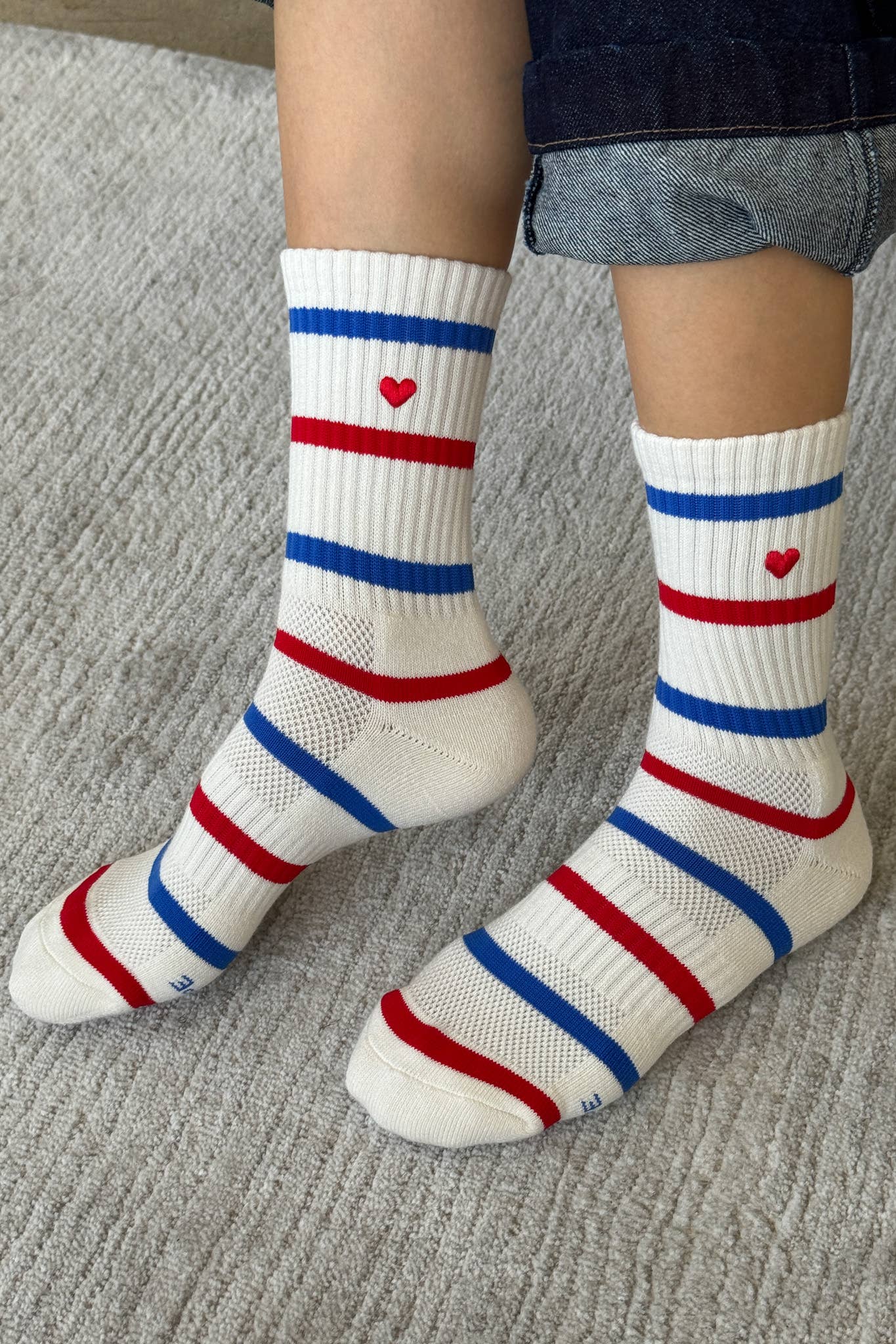 Embroidered Striped Boyfriend Socks