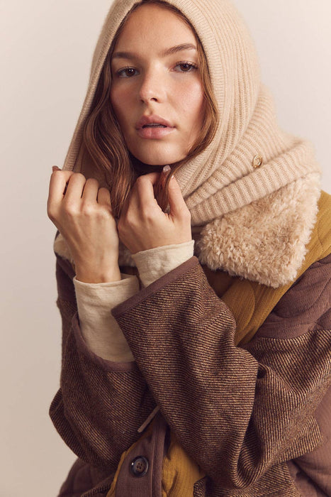 Patch Quilted Wool Blend Coat