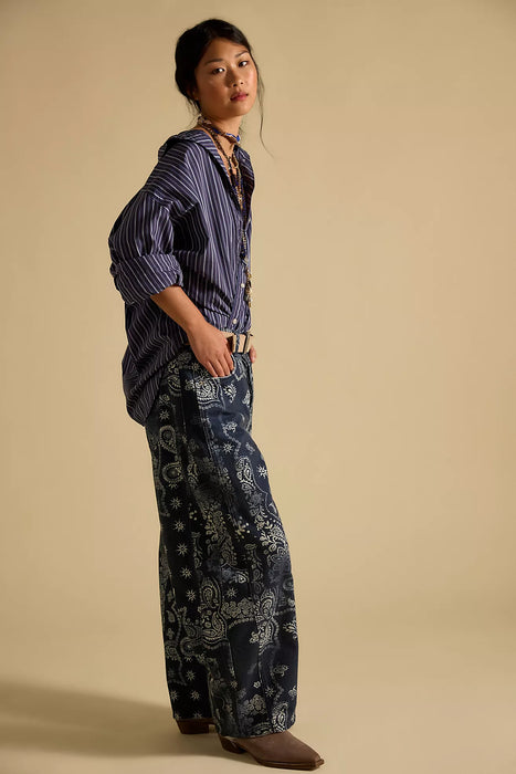 Good Luck Printed Barrel Jean