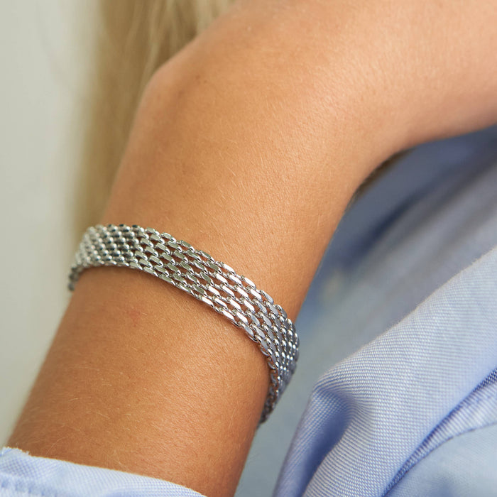 Waterproof Silver Braided Band Bracelet
