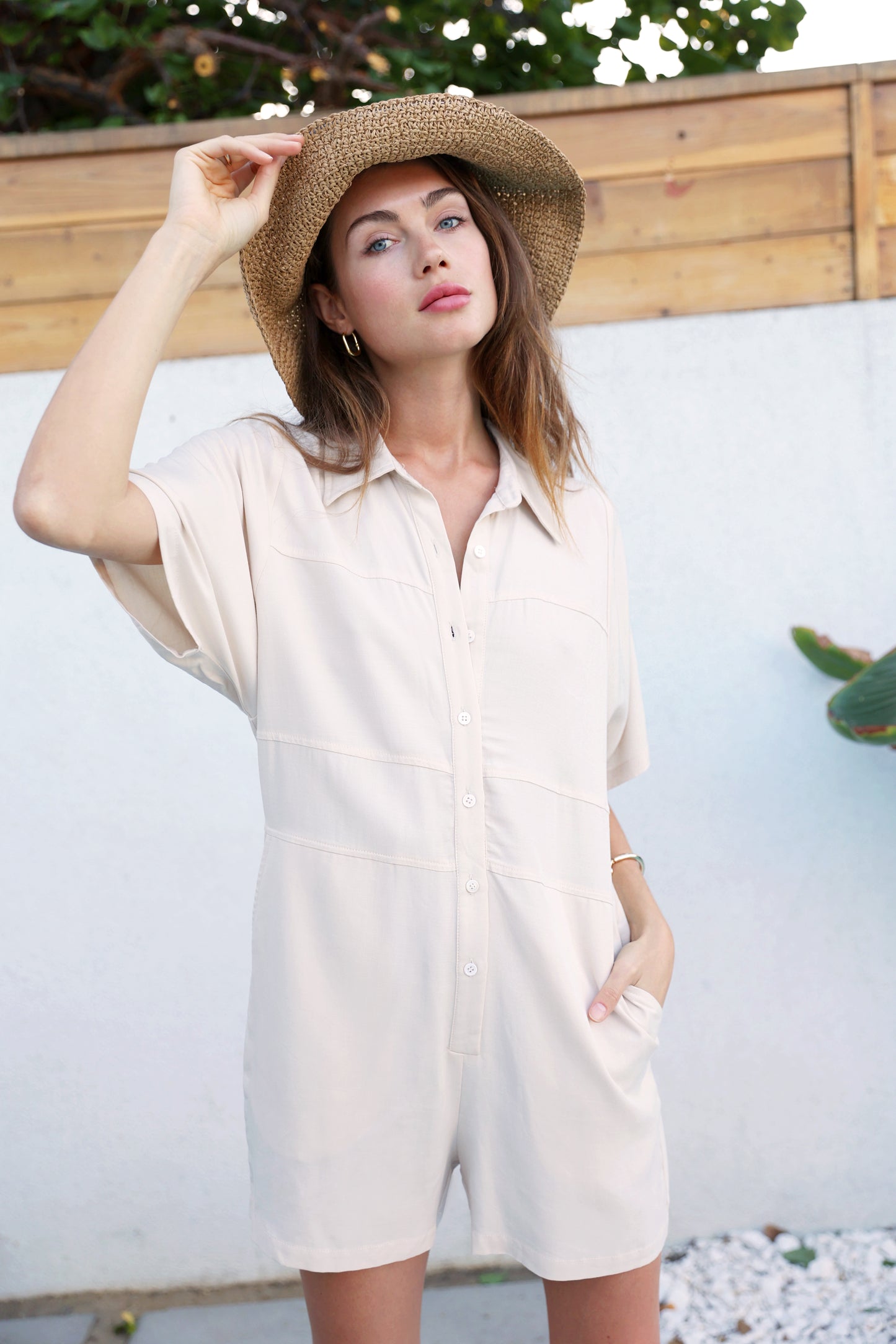 Abby Loose Button Down Romper