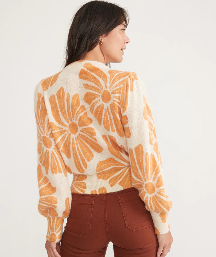Alma Puff Sleeve Sweater in Exploded Floral