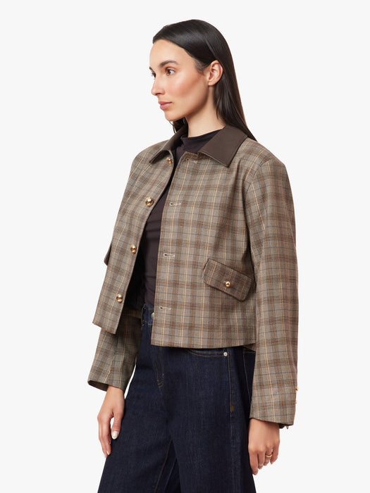 Houndstooth Check Swing Jacket