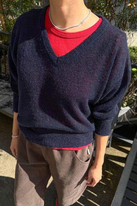 Matthew V-Neck Sweater | Navy