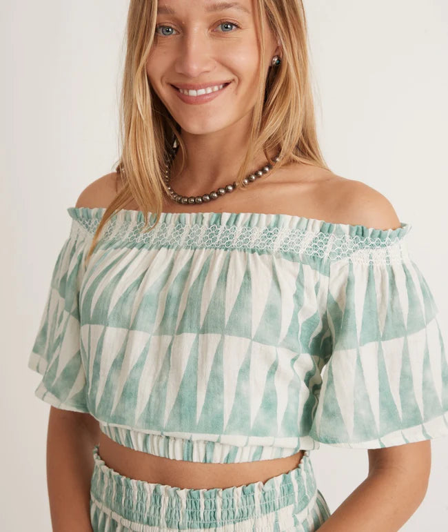 Nora Smocked Top in Triangle Geo
