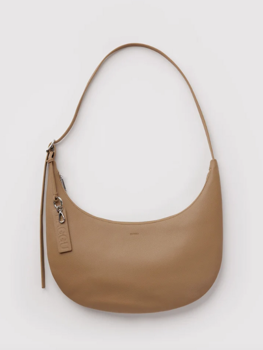Medium Recycled Leather Flat Crescent Bag