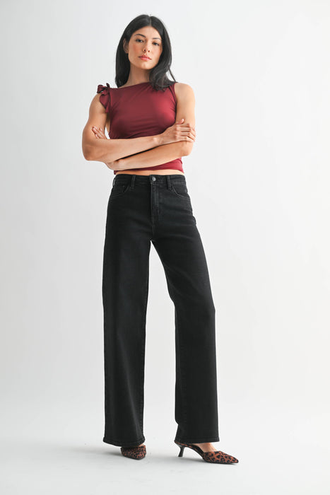 Stretchy Wide Leg Black