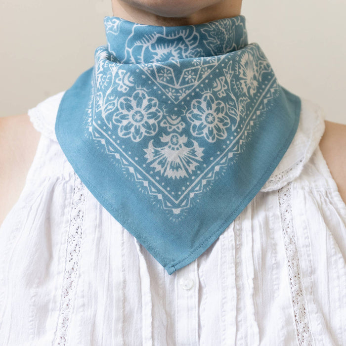 Cotton Rosey Bandana | Faded Blue