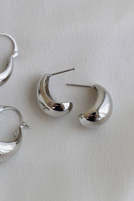 Silver Chunky Teardrop Studs