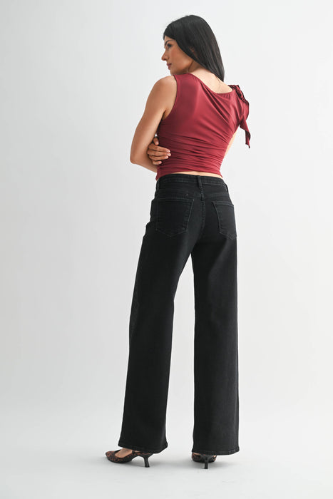Stretchy Wide Leg Black