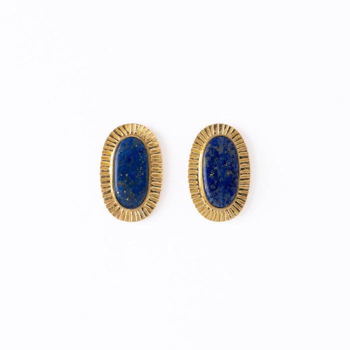 Stone Lapis Post Brass