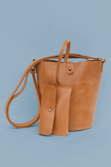 Leather Bucket Bag Caramel