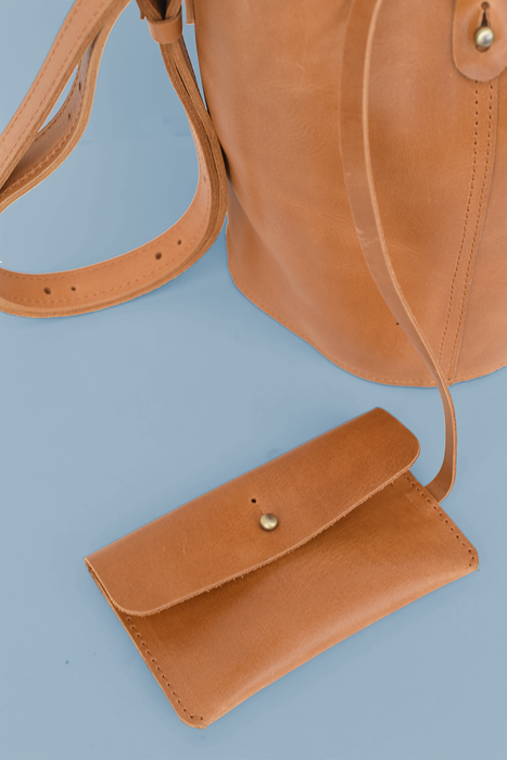 Leather Bucket Bag Caramel