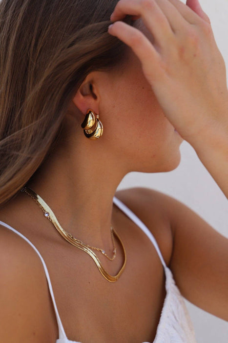 Silver Chunky Teardrop Studs