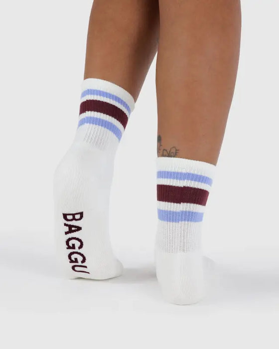 Ivory Stripe Ribbed Socks