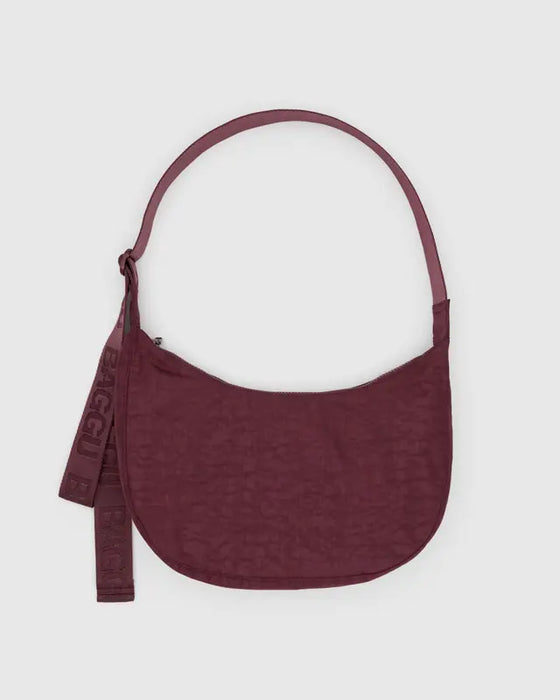 Medium Crescent Nylon Bag - Mahogany