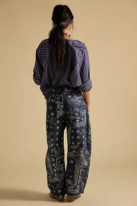 Good Luck Printed Barrel Jean