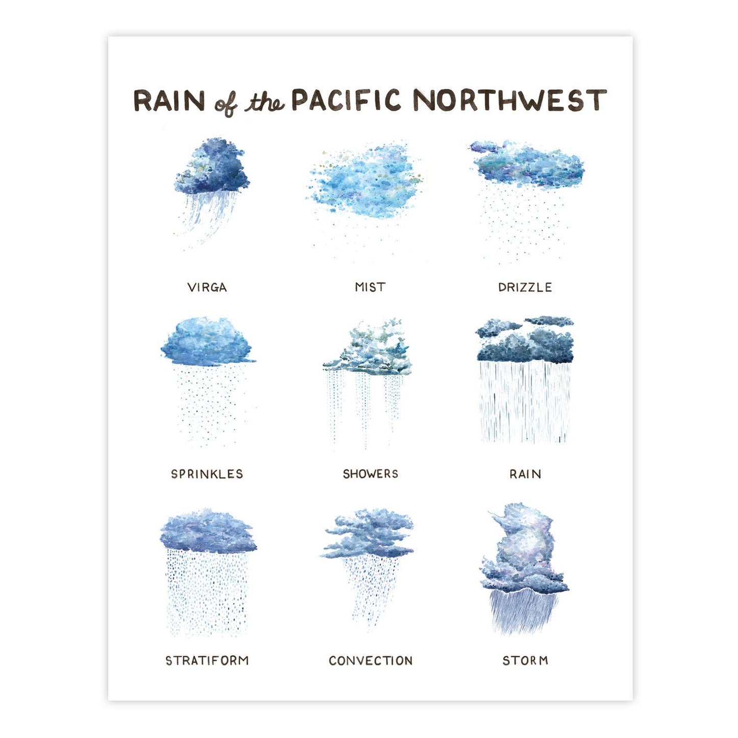 Rain of the Pacific Northwest - 11" x 14" Science Art Print