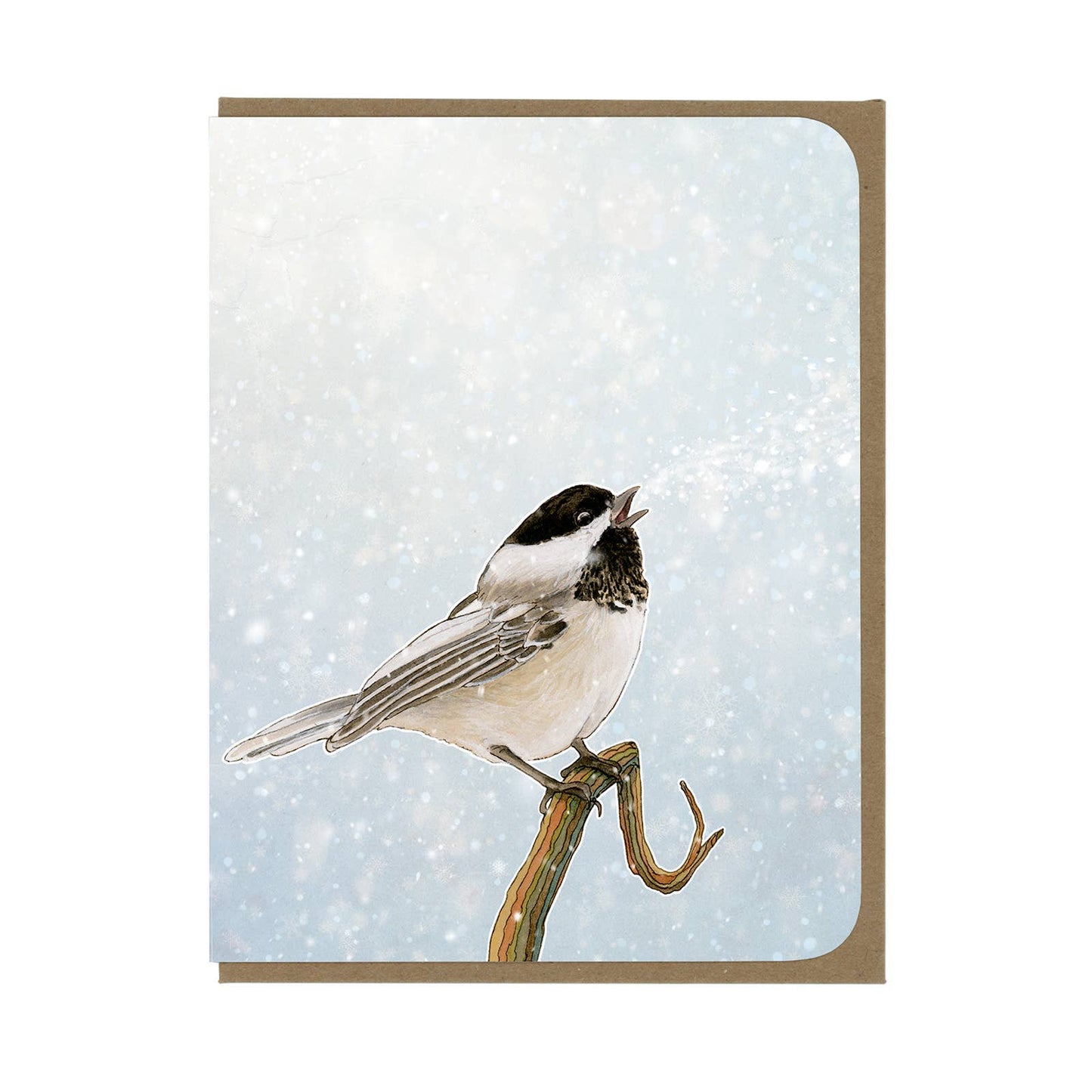 Winter Scene - Chickadee and Snow - Greeting Card