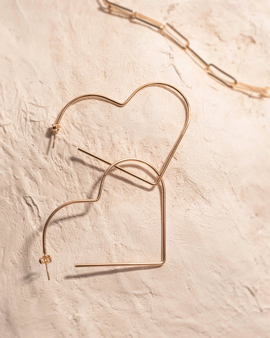 Gold-filled Heart Hoops