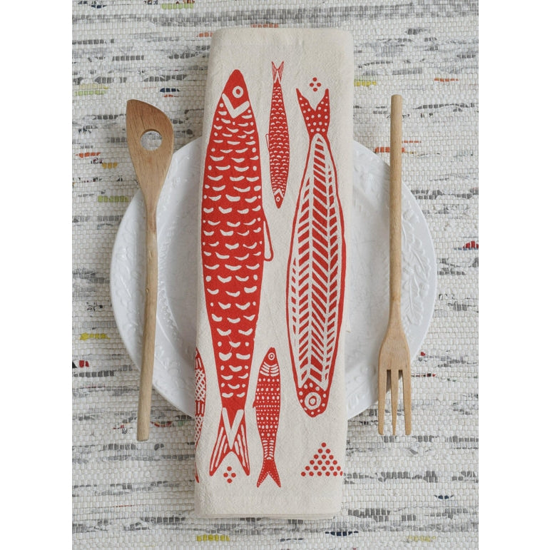 Sardines Tea Towel (Red)