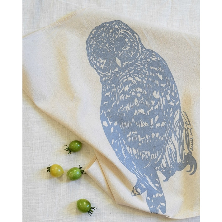 Set of 4 Organic Owl Cloth Napkins (Grey)