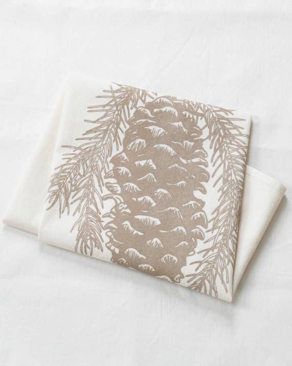 Pine Cone Tea Towel (Brown)