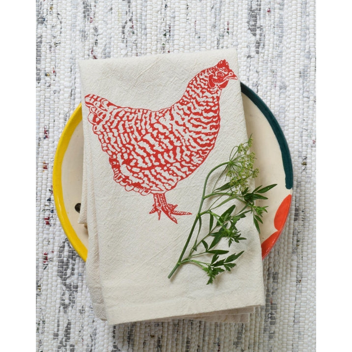 Set of 4 Organic Chicken Cloth Napkins (Red)