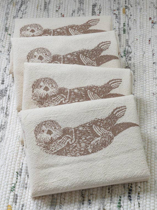 Set of 4 Organic Otter Cloth Napkins (Mocha Brown)